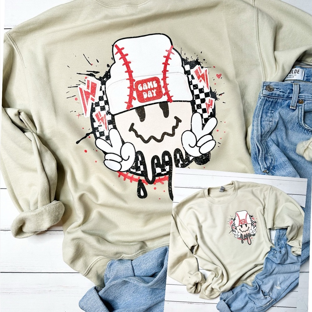 Graphic Baseball Game Day Sweatshirt